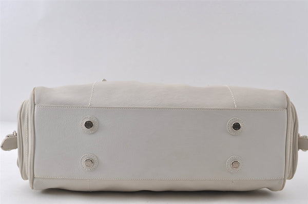 Authentic Christian Dior Vintage Shoulder Hand Tote Bag Leather White CD 7791I