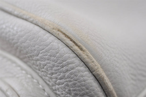 Authentic Christian Dior Vintage Shoulder Hand Tote Bag Leather White CD 7791I