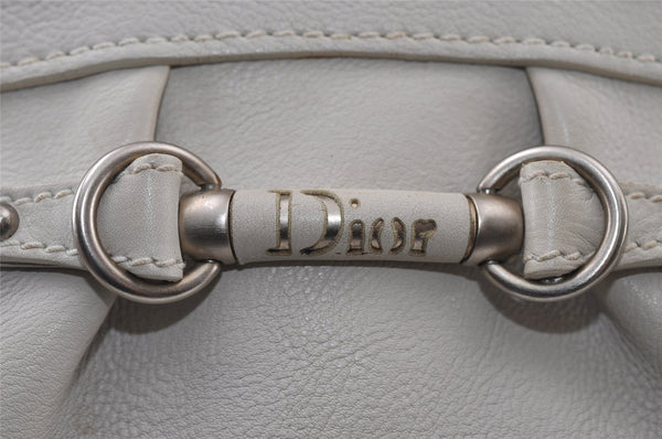Authentic Christian Dior Vintage Shoulder Hand Tote Bag Leather White CD 7791I