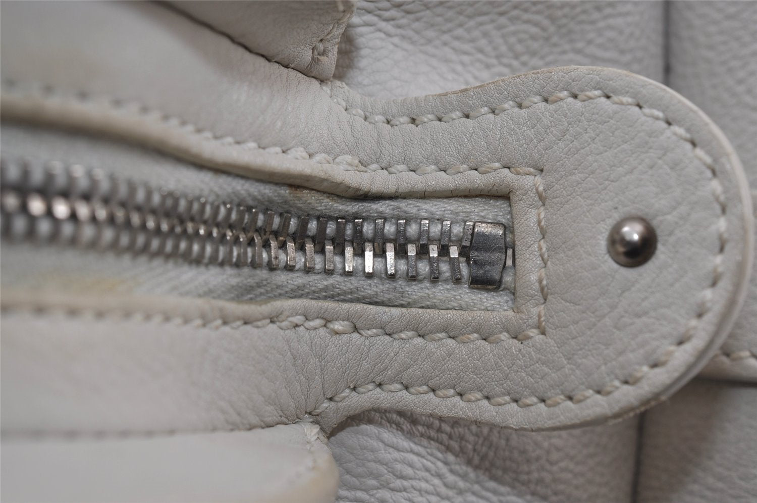 Authentic Christian Dior Vintage Shoulder Hand Tote Bag Leather White CD 7791I