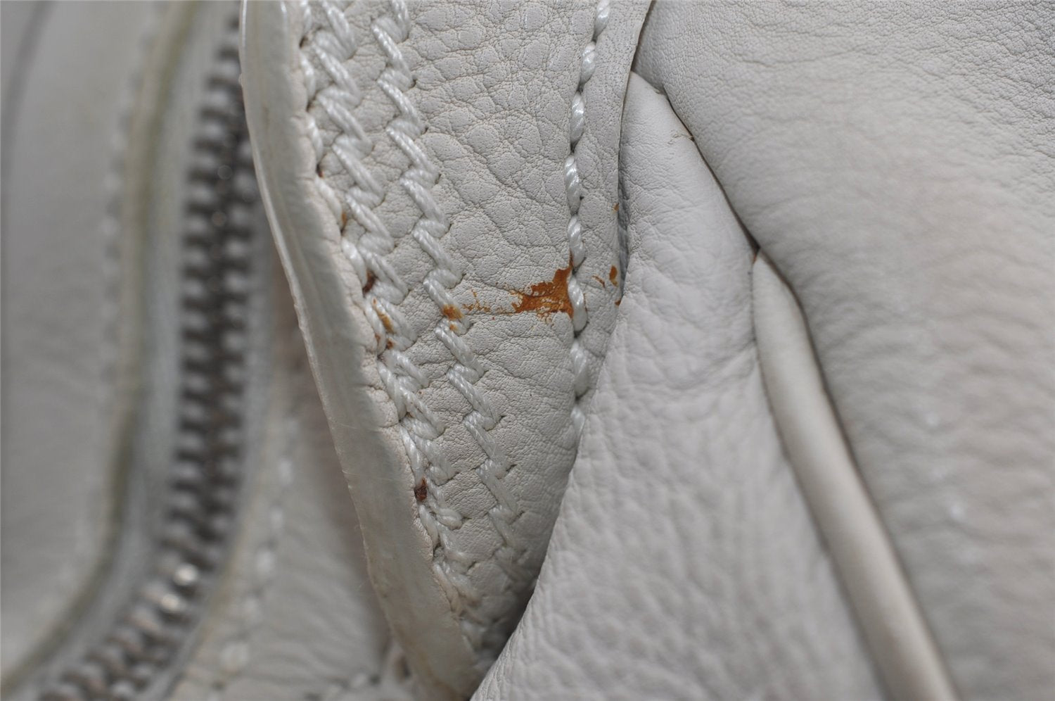 Authentic Christian Dior Vintage Shoulder Hand Tote Bag Leather White CD 7791I