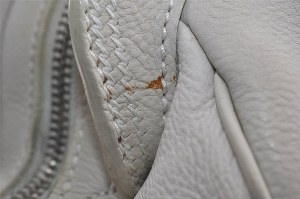 Authentic Christian Dior Vintage Shoulder Hand Tote Bag Leather White CD 7791I