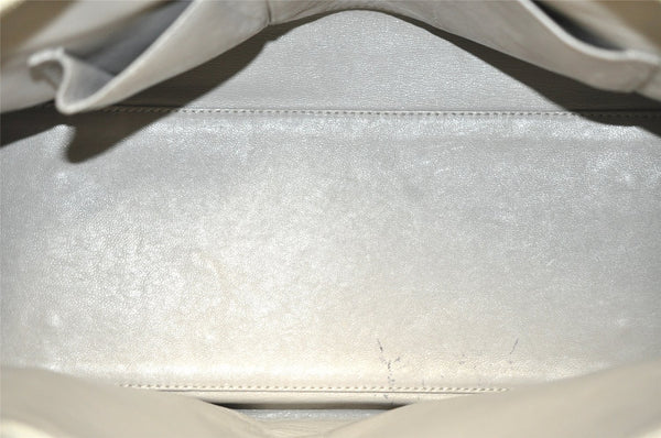 Authentic Christian Dior Vintage Shoulder Hand Tote Bag Leather White CD 7791I