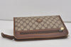 Authentic GUCCI Vintage Clutch Hand Bag Purse GG PVC Leather Brown 7792I