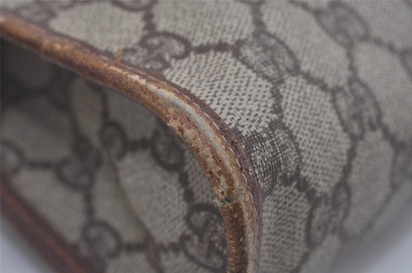 Authentic GUCCI Vintage Clutch Hand Bag Purse GG PVC Leather Brown 7792I