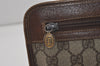 Authentic GUCCI Vintage Clutch Hand Bag Purse GG PVC Leather Brown 7792I