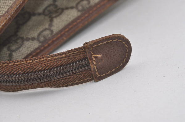 Authentic GUCCI Vintage Clutch Hand Bag Purse GG PVC Leather Brown 7792I