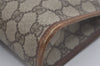 Authentic GUCCI Vintage Clutch Hand Bag Purse GG PVC Leather Brown 7792I