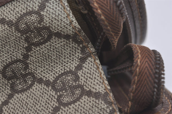 Authentic GUCCI Vintage Clutch Hand Bag Purse GG PVC Leather Brown 7792I