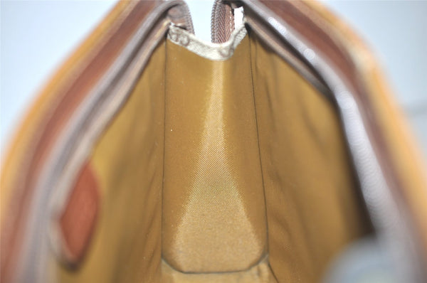 Authentic GUCCI Vintage Clutch Hand Bag Purse GG PVC Leather Brown 7792I