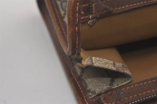 Authentic GUCCI Vintage Clutch Hand Bag Purse GG PVC Leather Brown 7792I