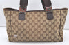 Authentic GUCCI Web Sherry Line Tote Bag GG Canvas Leather 145810 Brown 7792J