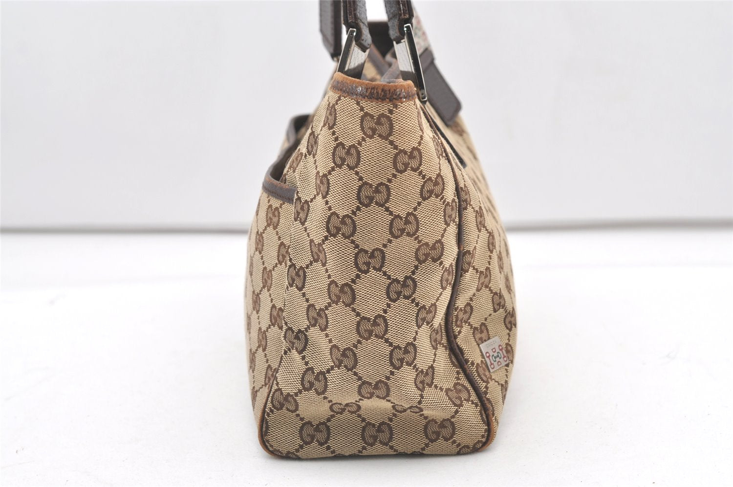 Authentic GUCCI Web Sherry Line Tote Bag GG Canvas Leather 145810 Brown 7792J