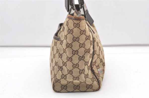 Authentic GUCCI Web Sherry Line Tote Bag GG Canvas Leather 145810 Brown 7792J