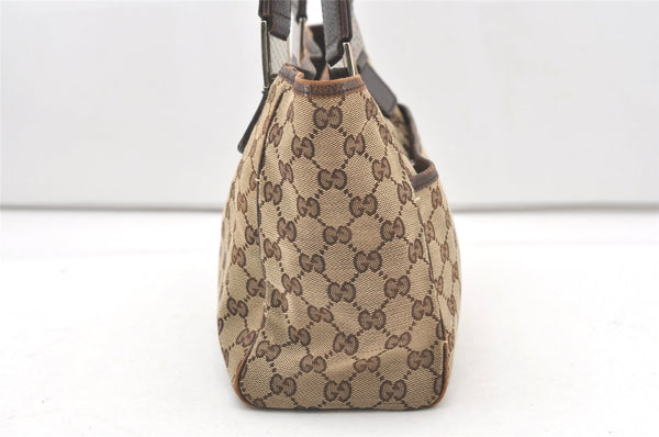 Authentic GUCCI Web Sherry Line Tote Bag GG Canvas Leather 145810 Brown 7792J