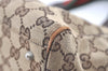Authentic GUCCI Web Sherry Line Tote Bag GG Canvas Leather 145810 Brown 7792J