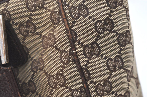 Authentic GUCCI Web Sherry Line Tote Bag GG Canvas Leather 145810 Brown 7792J