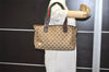 Authentic GUCCI Web Sherry Line Tote Bag GG Canvas Leather 145810 Brown 7792J