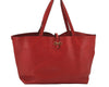 Authentic Salvatore Ferragamo Gancini Leather Shoulder Tote Bag Red 7794J