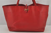 Authentic Salvatore Ferragamo Gancini Leather Shoulder Tote Bag Red 7794J