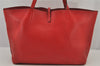 Authentic Salvatore Ferragamo Gancini Leather Shoulder Tote Bag Red 7794J