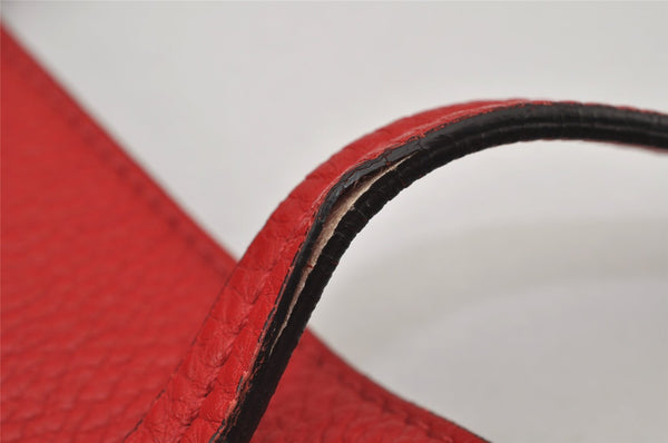 Authentic Salvatore Ferragamo Gancini Leather Shoulder Tote Bag Red 7794J