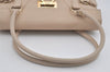 Authentic Salvatore Ferragamo Gancini Leather Shoulder Hand Bag Beige 7795I