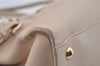 Authentic Salvatore Ferragamo Gancini Leather Shoulder Hand Bag Beige 7795I