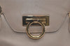 Authentic Salvatore Ferragamo Gancini Leather Shoulder Hand Bag Beige 7795I