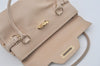 Authentic Salvatore Ferragamo Gancini Leather Shoulder Hand Bag Beige 7795I