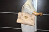 Authentic Salvatore Ferragamo Gancini Leather Shoulder Hand Bag Beige 7795I