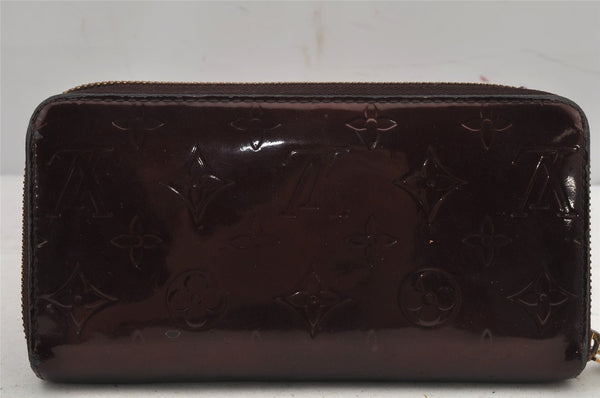 Authentic Louis Vuitton Vernis Zippy Wallet Long Purse Wine Red M93522 LV 7795J