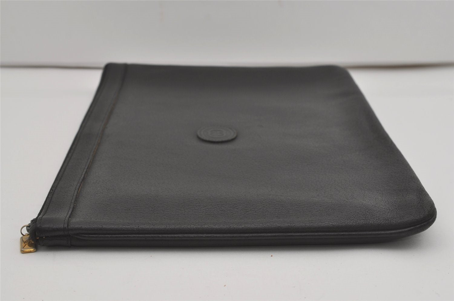 Authentic GUCCI Vintage Clutch Hand Bag Purse Leather Black 7797I