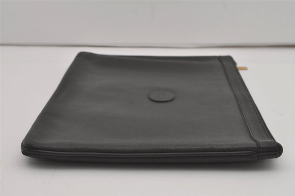 Authentic GUCCI Vintage Clutch Hand Bag Purse Leather Black 7797I