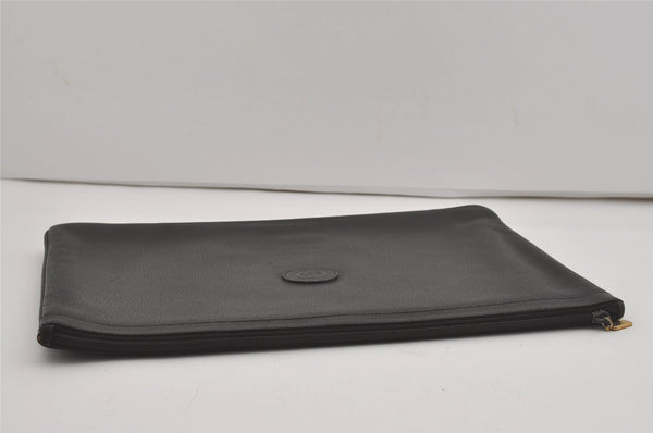 Authentic GUCCI Vintage Clutch Hand Bag Purse Leather Black 7797I