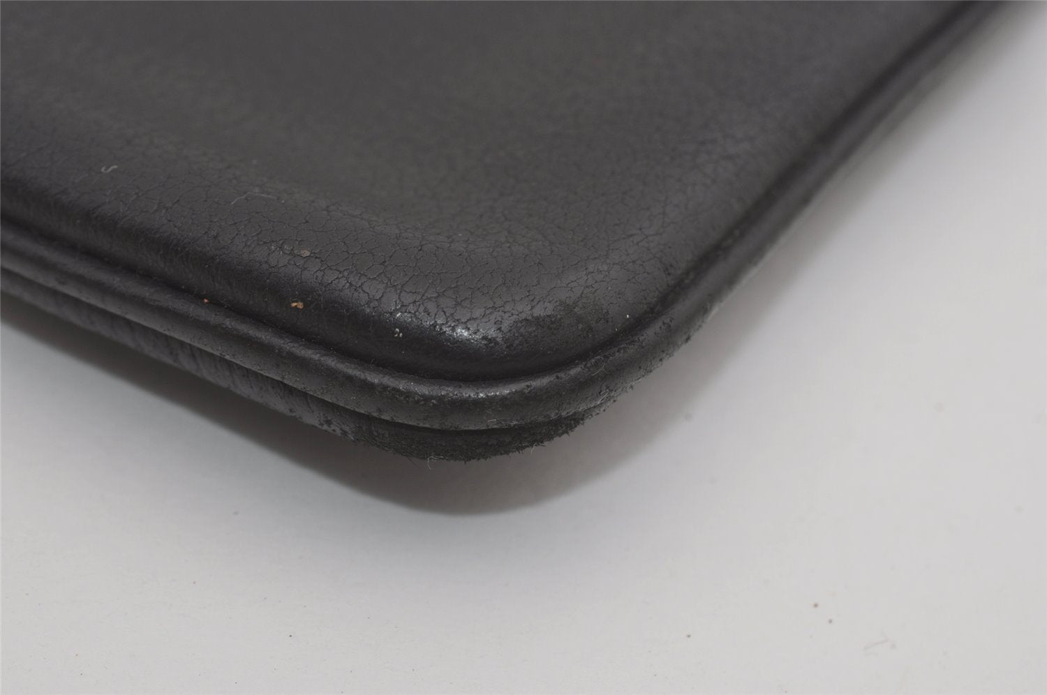 Authentic GUCCI Vintage Clutch Hand Bag Purse Leather Black 7797I