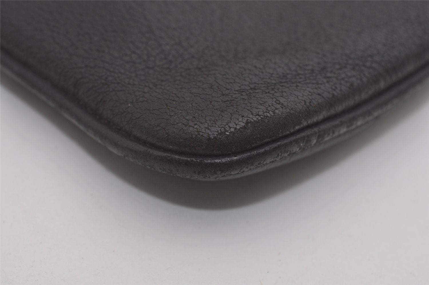 Authentic GUCCI Vintage Clutch Hand Bag Purse Leather Black 7797I