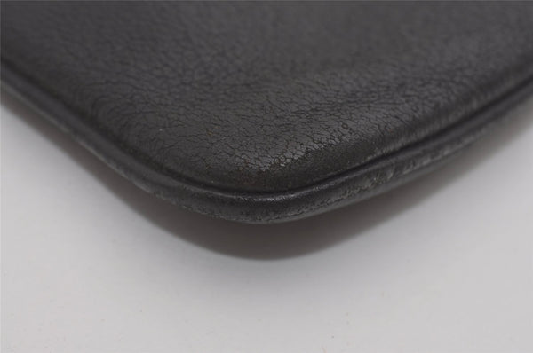 Authentic GUCCI Vintage Clutch Hand Bag Purse Leather Black 7797I