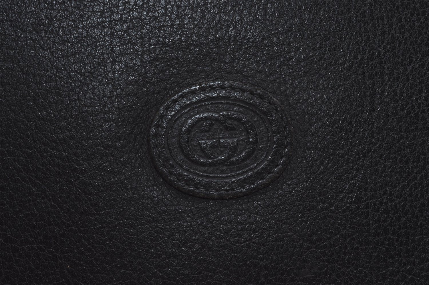 Authentic GUCCI Vintage Clutch Hand Bag Purse Leather Black 7797I