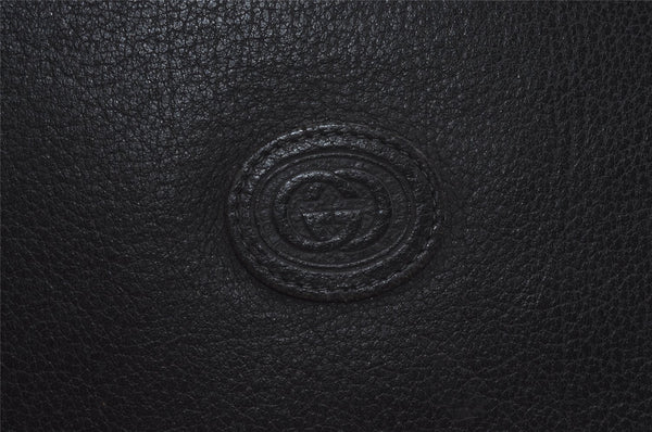 Authentic GUCCI Vintage Clutch Hand Bag Purse Leather Black 7797I