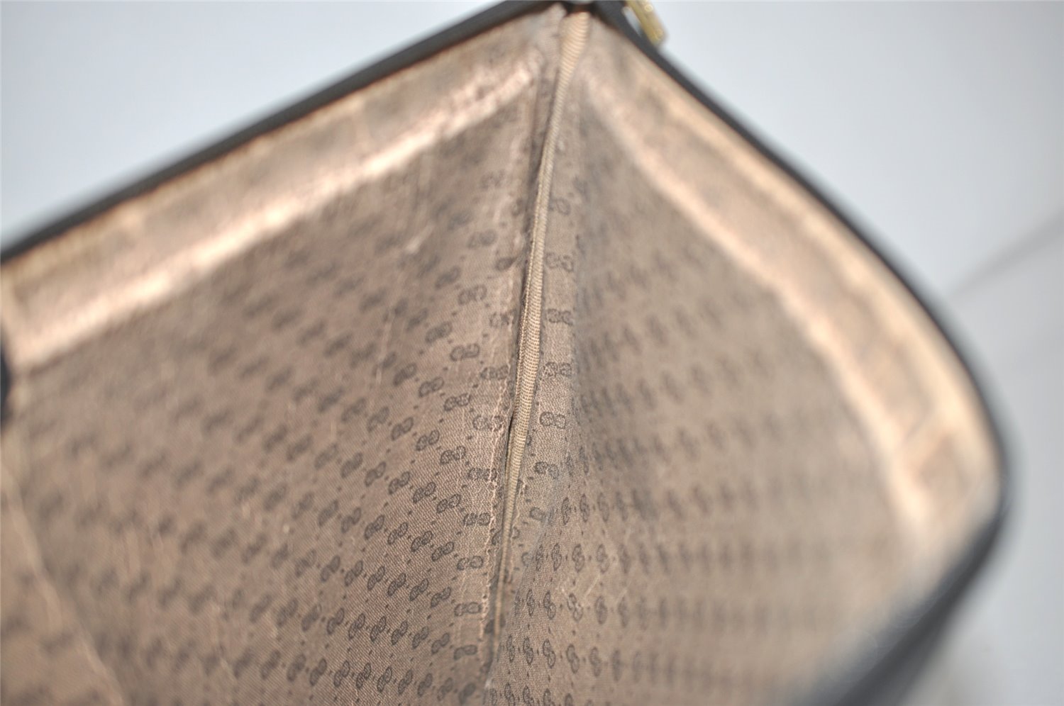 Authentic GUCCI Vintage Clutch Hand Bag Purse Leather Black 7797I