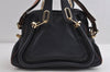 Authentic Chloe Vintage Paraty 2Way Shoulder Hand Bag Leather Navy Blue 7798I