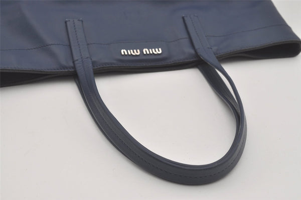 Authentic MIU MIU VITELLO SOFT Leather Shoulder Tote Bag RR1934 Blue Black 7800I