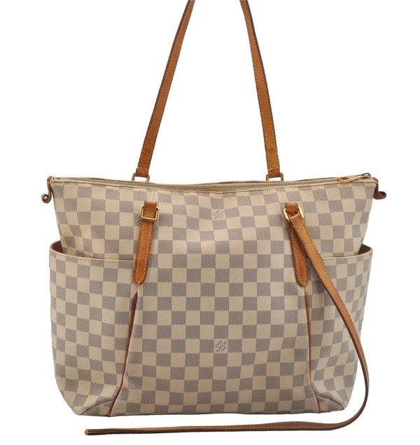 Authentic Louis Vuitton Damier Azur Totally MM Tote Bag N51262 LV Junk 7803I
