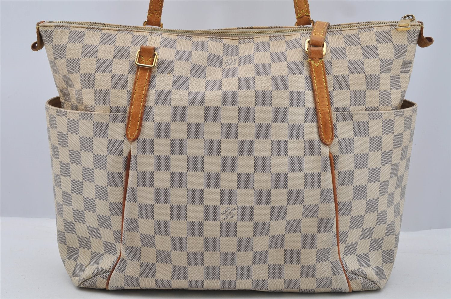 Authentic Louis Vuitton Damier Azur Totally MM Tote Bag N51262 LV Junk 7803I