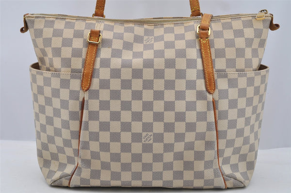 Authentic Louis Vuitton Damier Azur Totally MM Tote Bag N51262 LV Junk 7803I