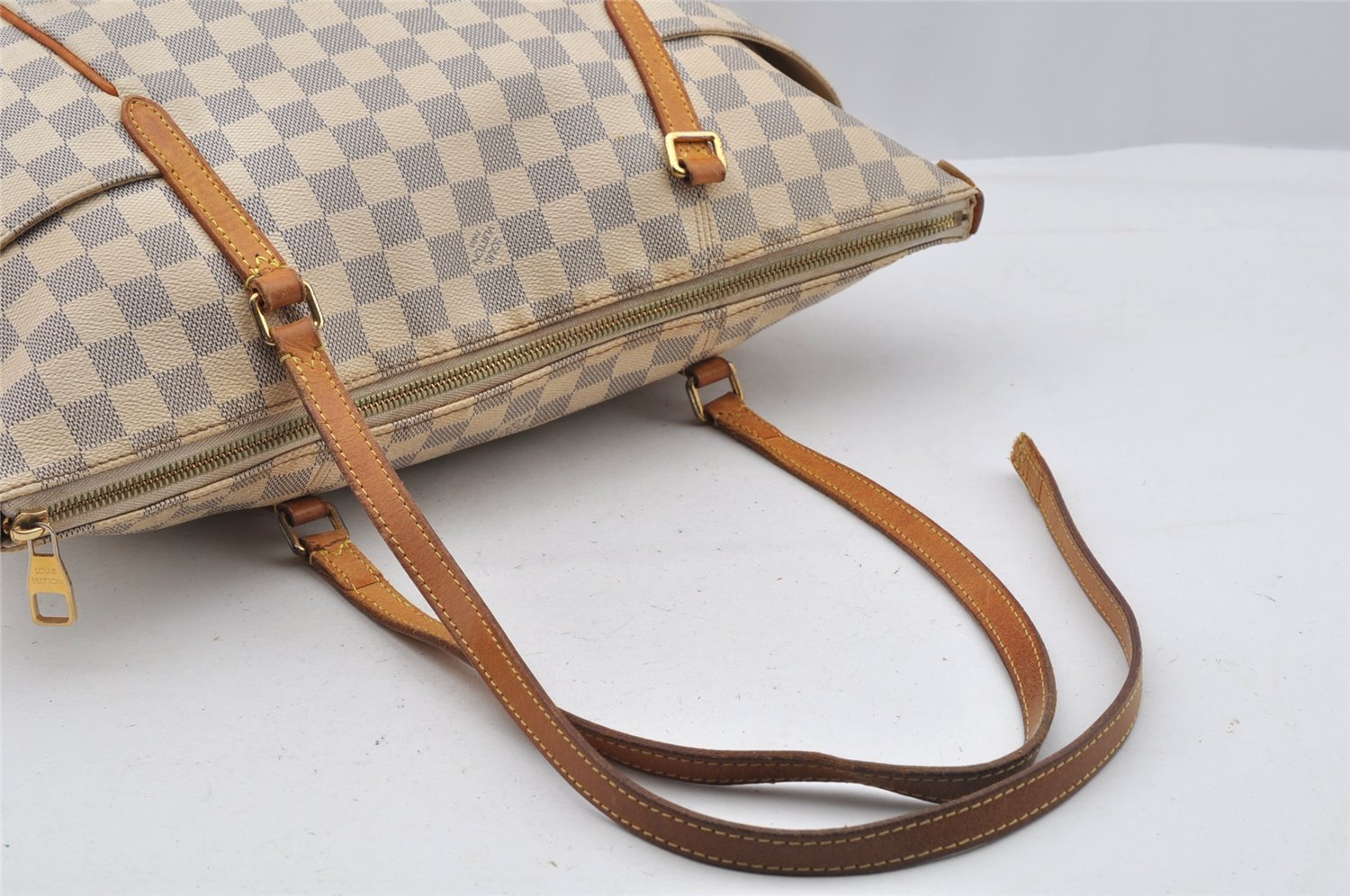Authentic Louis Vuitton Damier Azur Totally MM Tote Bag N51262 LV Junk 7803I