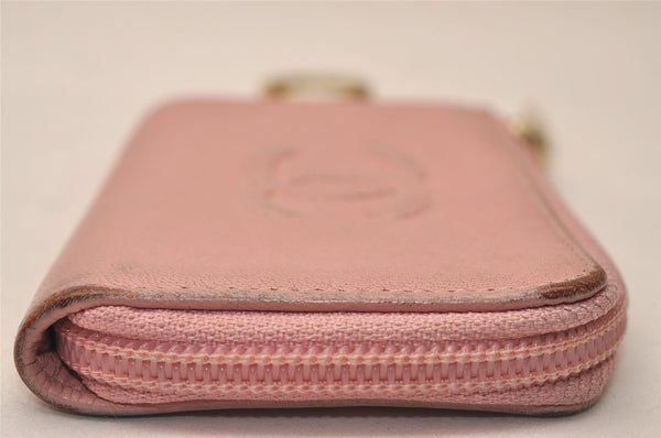 Authentic CHANEL Calf Skin Vintage Coin Purse Wallet CoCo Mark Pink 7807J