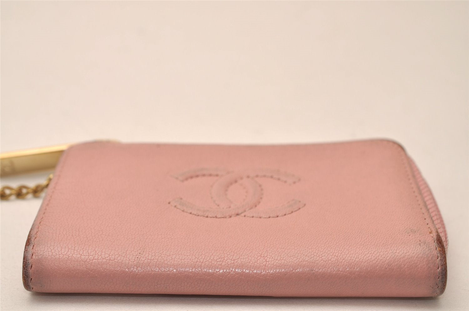 Authentic CHANEL Calf Skin Vintage Coin Purse Wallet CoCo Mark Pink 7807J