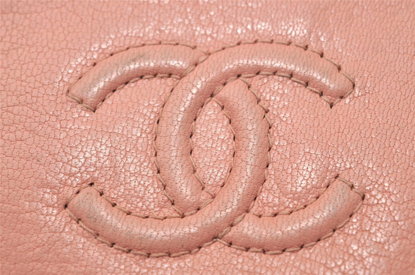 Authentic CHANEL Calf Skin Vintage Coin Purse Wallet CoCo Mark Pink 7807J